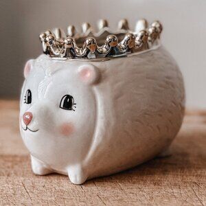 Happy Hedgehog Queen ceramic planter jar, Charmed Aroma